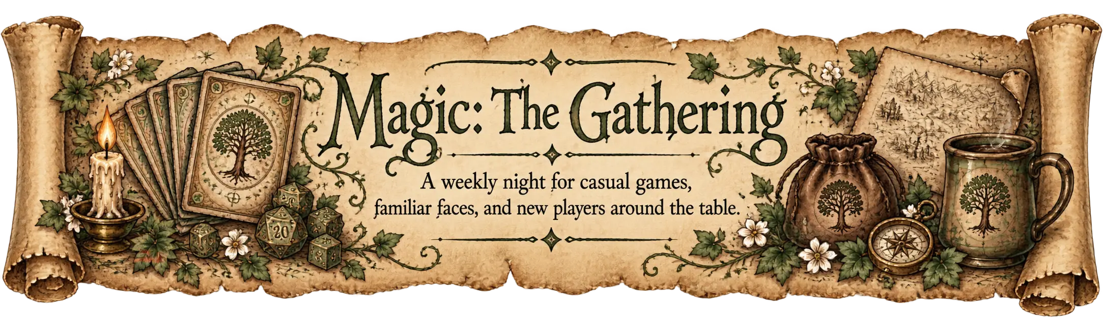 Magic: The Gathering — a weekly night for casual games, familiar faces, and new players around the table.